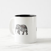 de olifant in trend tweekleurige koffiemok (Voorkant links)
