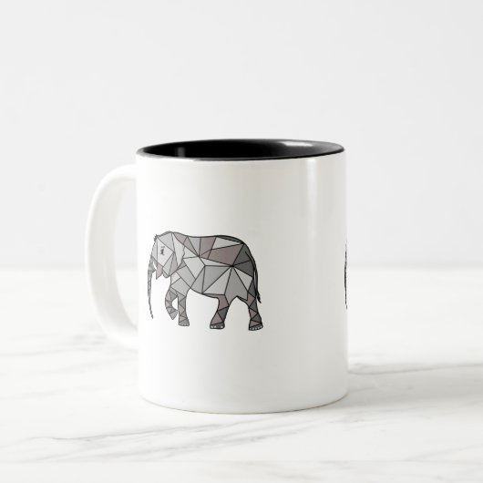 de olifant in trend tweekleurige koffiemok (Voorkant links)