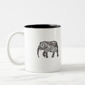 de olifant in trend tweekleurige koffiemok (Links)
