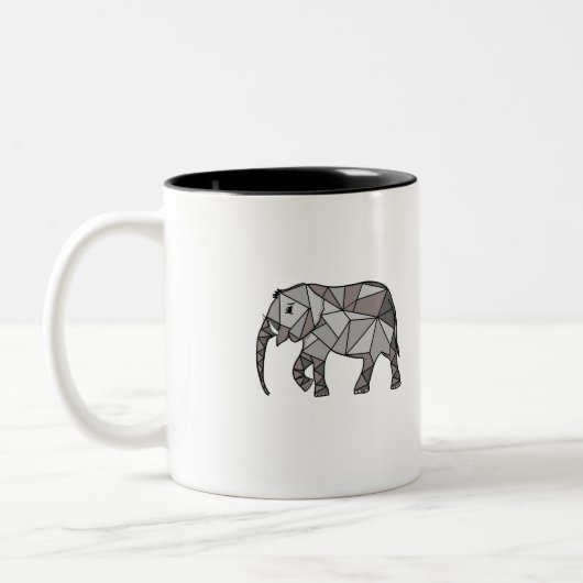 de olifant in trend tweekleurige koffiemok (Links)