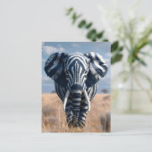 De olifant in Zebra vermomming Briefkaart (Staand voorkant)