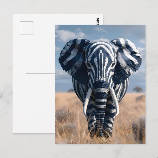 De olifant in Zebra vermomming Briefkaart (Voorkant / Achterkant)