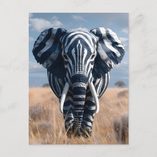 De olifant in Zebra vermomming Briefkaart (Voorkant)