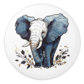 De olifant loopt door het kreupelhout keramische knop (Voorkant)