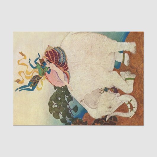 “De Olifant Parel” door Edmund Dulac Tissuepapier (Voorkant)