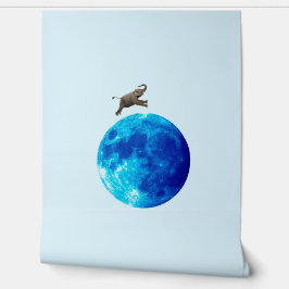 De olifant sprong over de maan behang