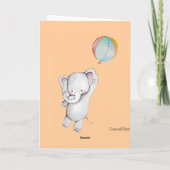 De Olifant van het baby met het Gele Wenskaart van Kaart (Achterkant)