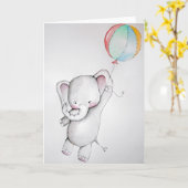 De Olifant van het baby met het Wenskaart van de Kaart (Gele Bloem)