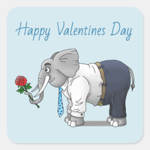 De olifanten zijn blij met Valentijnsdag Vierkante Sticker