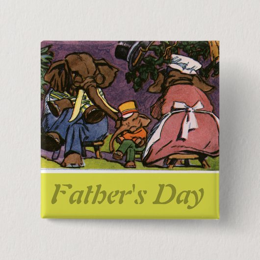 De olifantenfamilie - vierkante button 5,1 cm (Voorkant)