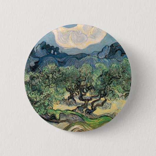 de olijfbomen,1889, Vincent van Gogh Ronde Button 5,7 Cm (Voorkant)