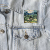 de olijfbomen,1889, Vincent van Gogh Vierkante Button 5,1 Cm (In situ)