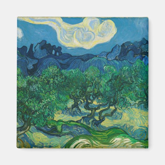 De olijfbomen met Alpilles Vincent van Gogh Magneet (Voorkant)