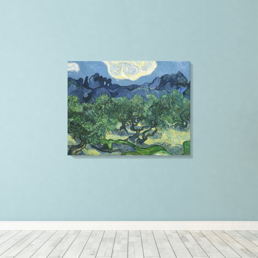 De olijfbomen - Van Gogh Canvas Afdruk (Insitu (Houten vloer))
