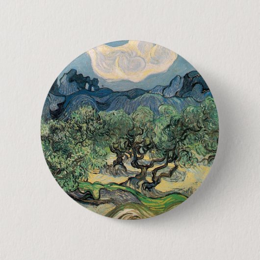 De Olijfbomen, Vincent van Gogh Ronde Button 5,7 Cm (Voorkant)