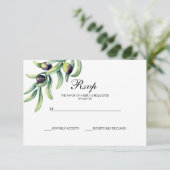 De olijfgaard | Rustieke bruiloft RSVP Kaartje (Staand voorkant)