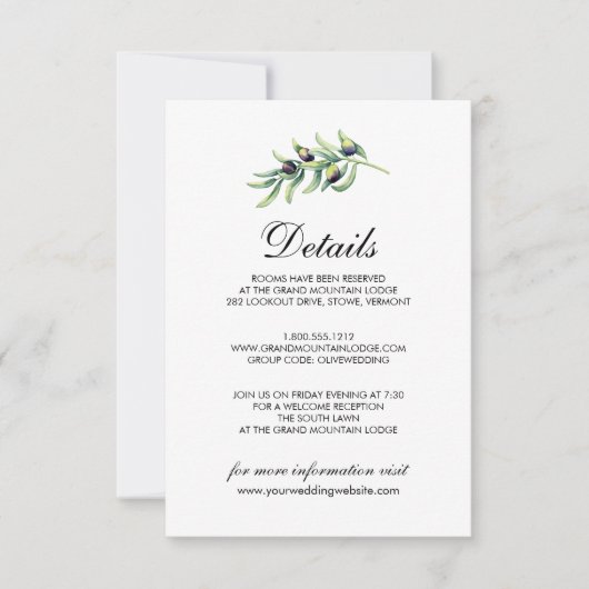 De olijventeelt | Rustic Wedding Details Kaart (Voorkant)