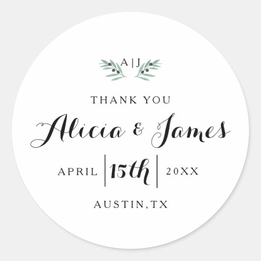 De Olive Spring Wedding Sticker (Voorkant)