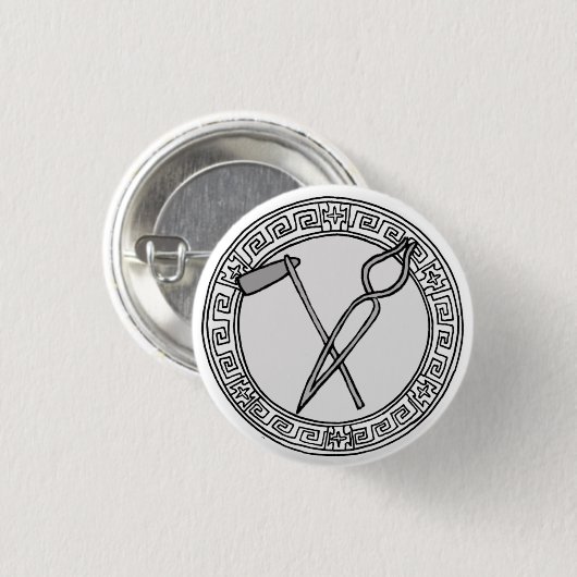 De Olympianen! Symboolbadge Hephaistos/Vulcan Ronde Button 3,2 Cm (Voorkant /achterkant)
