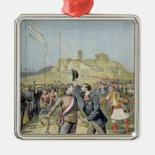 De Olympische Spelen in Athene Metalen Ornament (Voorkant)