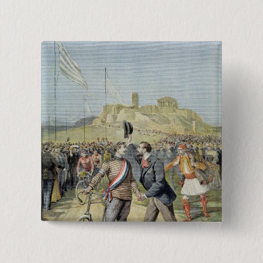 De Olympische Spelen in Athene Vierkante Button 5,1 Cm (Voorkant)