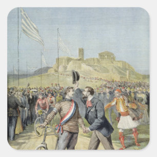 De Olympische Spelen in Athene Vierkante Sticker