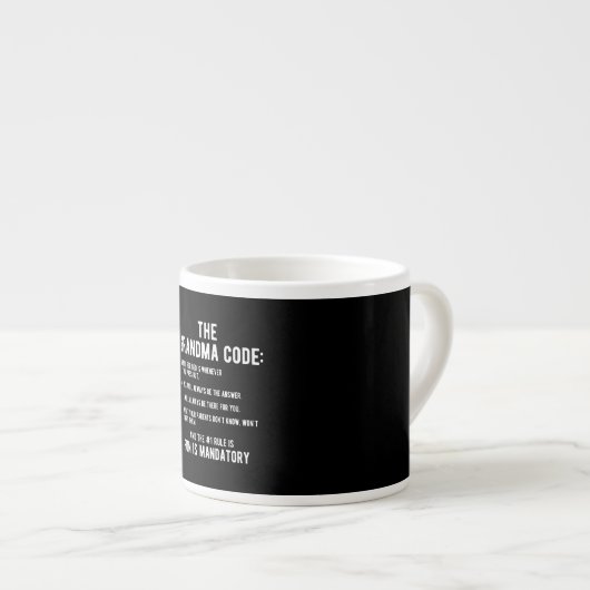 De oma-code | Fun is verplicht Espresso Kop (Voorkant rechts)