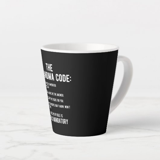 De oma-code | Fun is verplicht Latte Mok (Rechterhoek)