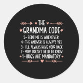 De Oma Code Oma Grappige Grootmoeder Ronde Sticker (Voorkant)