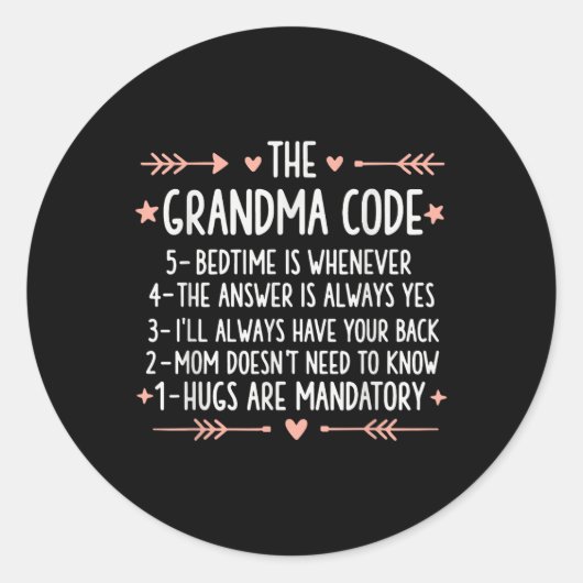 De Oma Code Oma Grappige Grootmoeder Ronde Sticker (Voorkant)