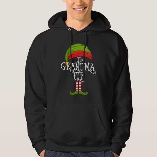 De Oma Elf Schattig  Bijpassende Familie Kerstmis Hoodie (Voorkant)