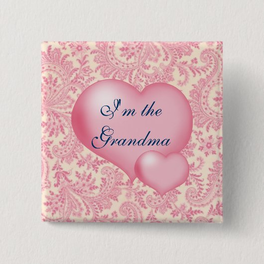 De oma roze vierkante button 5,1 cm (Voorkant)