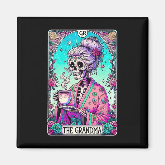 De oma Tarot Kaart Skeleton Moederdag Witch Magneet (Voorkant)