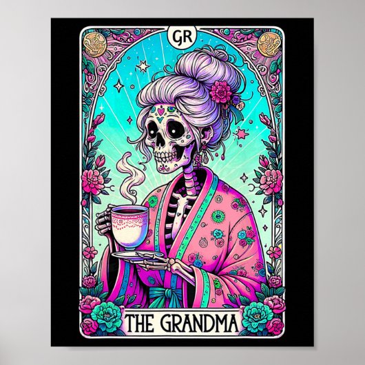 De oma Tarot Kaart Skeleton Moederdag Witch Poster (Voorkant)