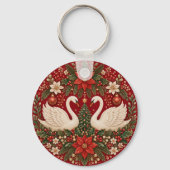 De omarming van de Kerstzwanen Sleutelhanger (Voorkant)
