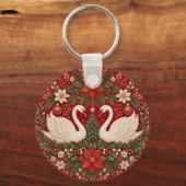 De omarming van de Kerstzwanen Sleutelhanger (Achterkant)