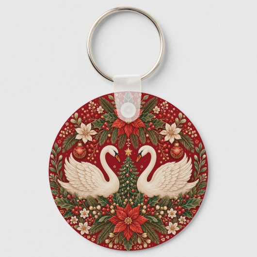 De omarming van de Kerstzwanen Sleutelhanger (Achterkant)