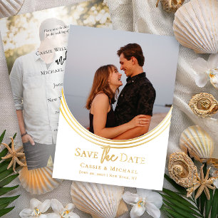 De omgekeerde Band van de Foto Twee bewaart de Dat Folie Uitnodiging