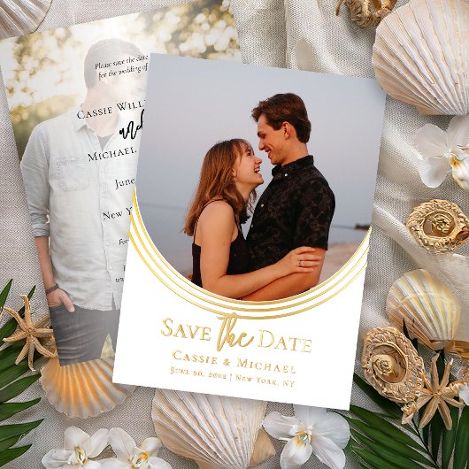 De omgekeerde Band van de Foto Twee bewaart de Dat Folie Uitnodiging