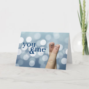 De Omhelzing van de vinger met Blauwe Lichten Feestdagen Kaart