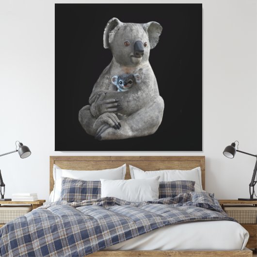 De omhelzing van een moeder canvas afdruk (Insitu (Slaapkamer))