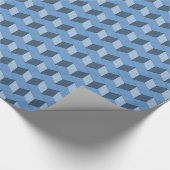 De Omslag van de gift - 3D Blokken in Blauw Cadeaupapier (Hoek)