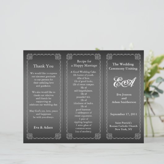 De omslag van het Programma van het huwelijk Class (Staand voorkant)