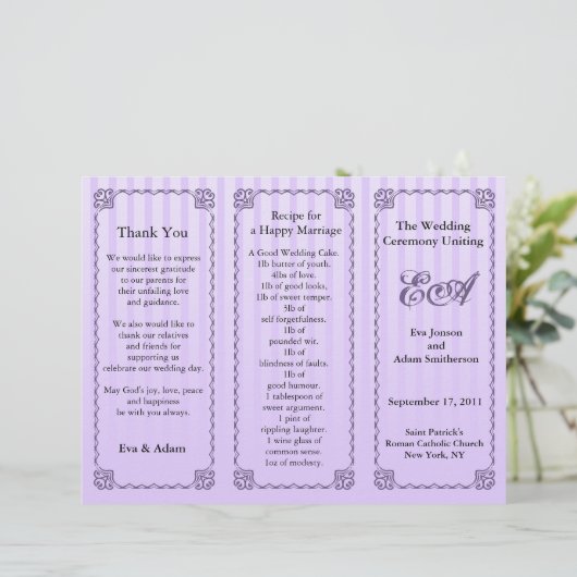 De omslag van het Programma van het huwelijk Klass (Staand voorkant)