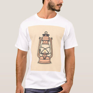De omtrek van een traditionele kerosinelamp, zijn  t-shirt