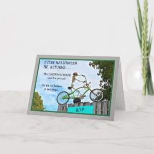 "DE ONBEKENDE FIETSER VAN HALLOWEEN HUMOR/THE " KAART