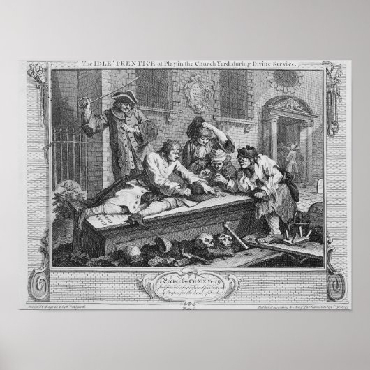 De onbelaste 'Prentice in Play in Church Yard' Poster (Voorkant)