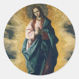 De Onbevlekte Ontvangenis Hemelse Straling Kunst Ronde Sticker