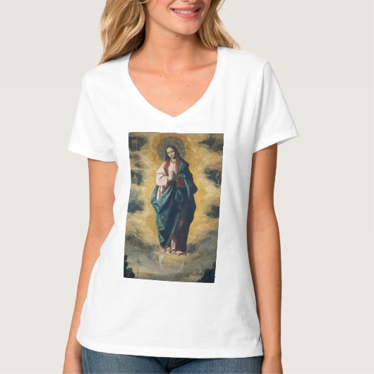 De Onbevlekte Ontvangenis Hemelse Straling Kunst T-shirt (Voorkant)