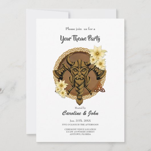 De onbevreesde viking met helm met hoorns. kaart (Voorkant)